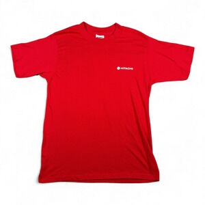 Vintage Hitachi Shirt Adult MEDIUM Red Logo Japanese Technology Electronics 80s